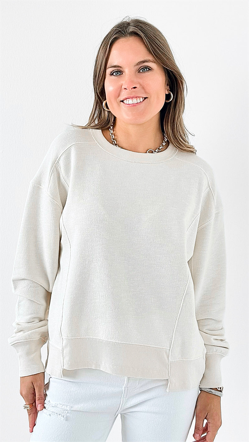 Effortless Relaxed Sweatshirt-130 Long Sleeve Tops-HYFVE-Coastal Bloom Boutique, find the trendiest versions of the popular styles and looks Located in Indialantic, FL