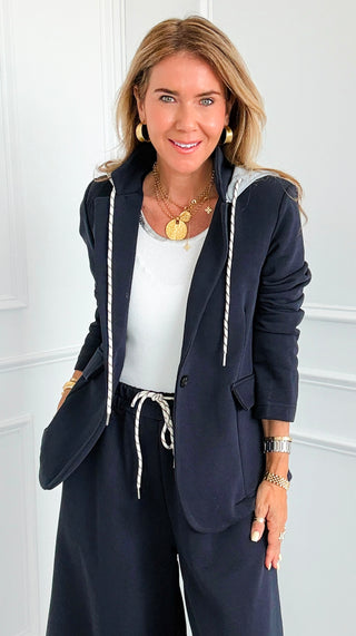 Caroline Italian Hoodie Blazer- Navy