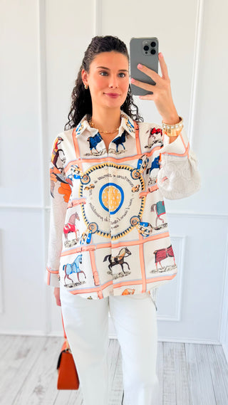 Horse Inspired Botton Down Italian Top