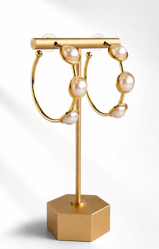 Sunshine & Pearl Hoops Earring
