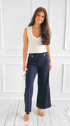 Golden Hour Pants - Navy-170 Bottoms-GLAM-Coastal Bloom Boutique, find the trendiest versions of the popular styles and looks Located in Indialantic, FL