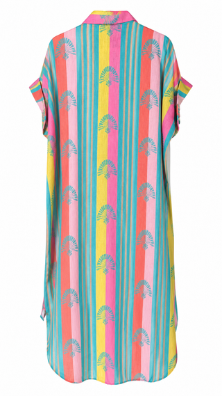 Sunset Fan Club Italian Button Dress- Green