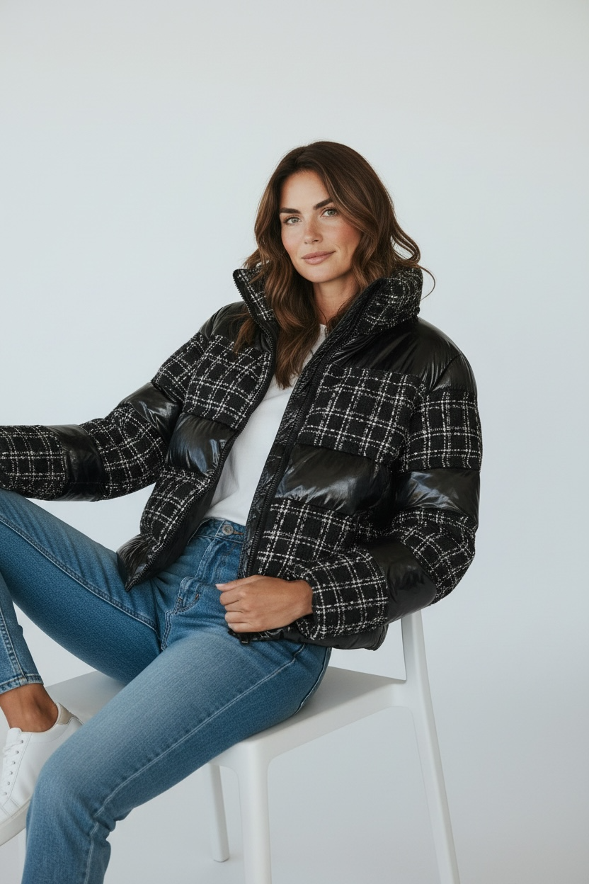 Moonlit Matrix Puffer Jacket-160 Jackets-Rousseau-Coastal Bloom Boutique, find the trendiest versions of the popular styles and looks Located in Indialantic, FL