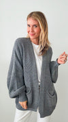 Sugar High Italian Cardigan - Dark Gray-150 Cardigans/Layers-Italianissimo-Coastal Bloom Boutique, find the trendiest versions of the popular styles and looks Located in Indialantic, FL