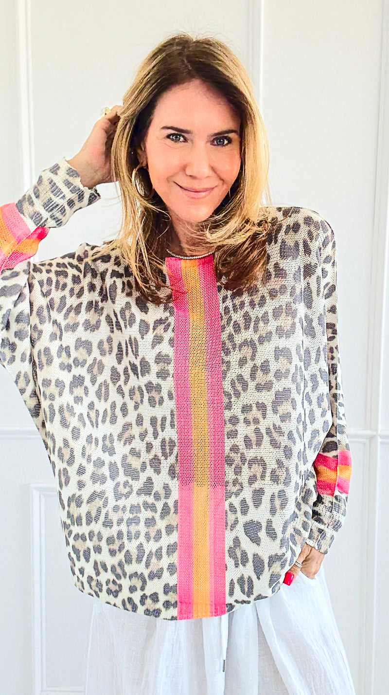Wild Striped Italian St Tropez Knit- Pink-140 Sweaters-Italianissimo-Coastal Bloom Boutique, find the trendiest versions of the popular styles and looks Located in Indialantic, FL