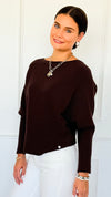 Ribbed Italian Pullover- Chocolate-140 Sweaters-Italianissimo-Coastal Bloom Boutique, find the trendiest versions of the popular styles and looks Located in Indialantic, FL