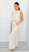 Laid Back Textured Set-210 Loungewear/sets-Blu Pepper-Coastal Bloom Boutique, find the trendiest versions of the popular styles and looks Located in Indialantic, FL