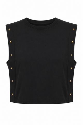 Studded Edge Italian Top - Black