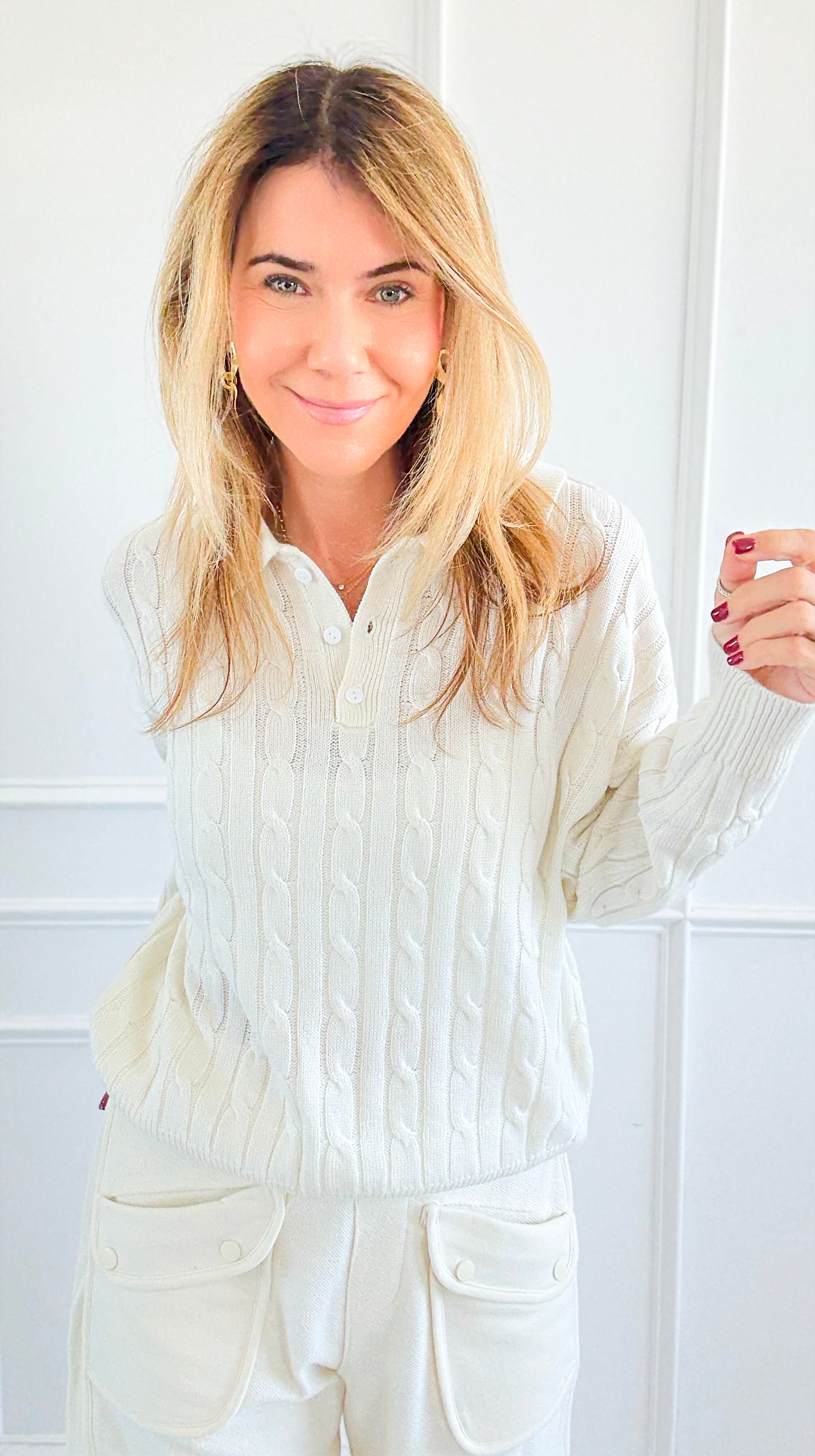 Cozy Cable Knit Sweater-Off White-140 Sweaters-V SKY-Coastal Bloom Boutique, find the trendiest versions of the popular styles and looks Located in Indialantic, FL