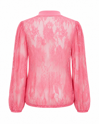 Sheer Floral Burnout Mock Neck Blouse