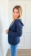 Scuba Chic Italian Blazer- Navy-160 Jackets-Italianissimo-Coastal Bloom Boutique, find the trendiest versions of the popular styles and looks Located in Indialantic, FL