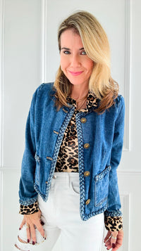 Denim Chic Braided Jacket-160 Jackets-litaga-Coastal Bloom Boutique, find the trendiest versions of the popular styles and looks Located in Indialantic, FL