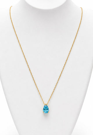 Stainless Steel Mini Pear Necklace - Blue