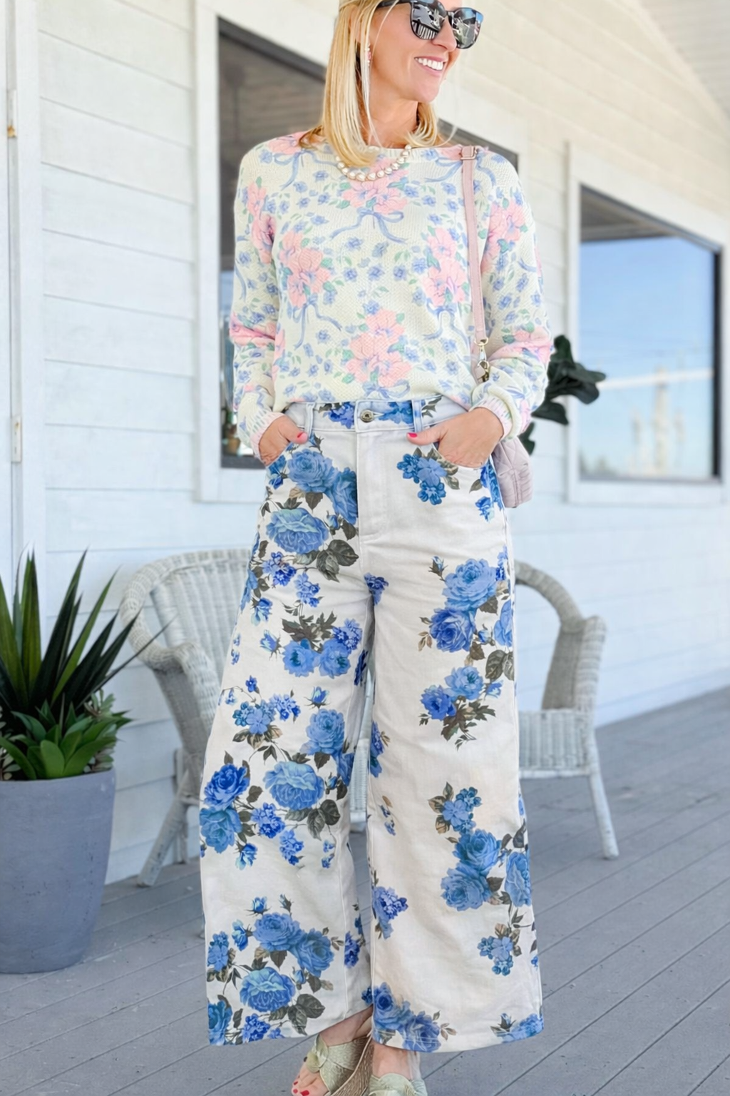 Rose Reverie Wide-Leg Pants