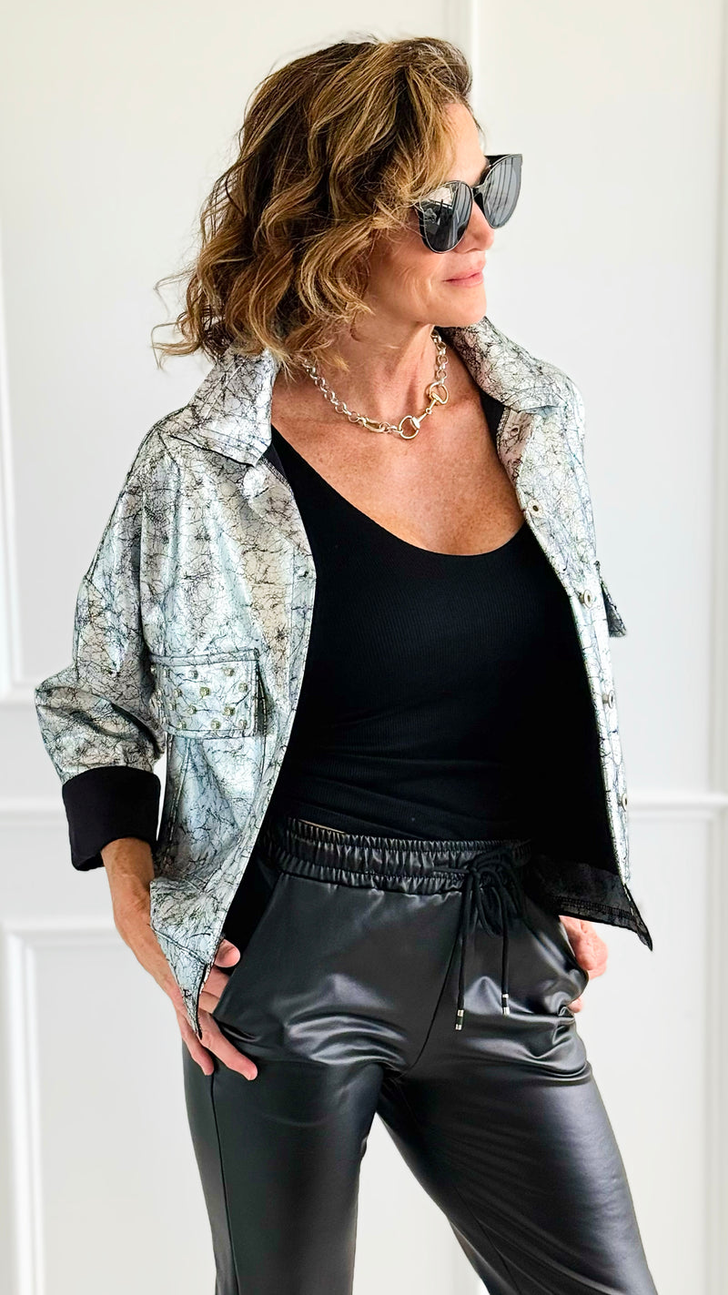 Silver Streak Italian Jacket-160 Jackets-MILAN SLV-Coastal Bloom Boutique, find the trendiest versions of the popular styles and looks Located in Indialantic, FL