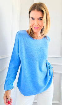 Soho Italian Boatneck Pullover - Periwinkle-140 Sweaters-Italianissimo-Coastal Bloom Boutique, find the trendiest versions of the popular styles and looks Located in Indialantic, FL