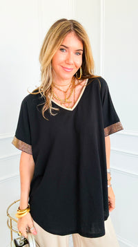 Golden Hour Trim Italian Top- Black