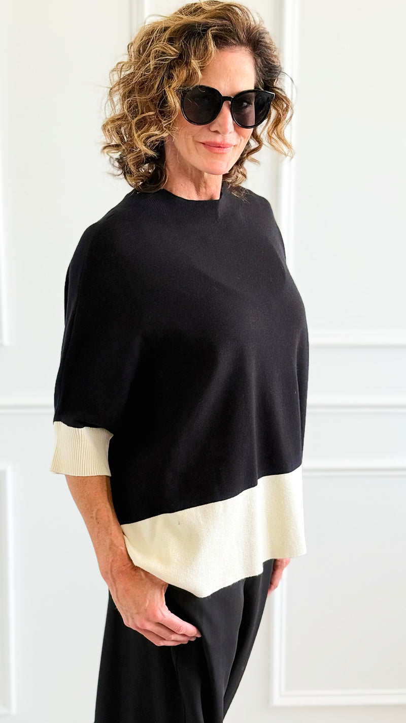 Color-Blocked Poncho Sleeve Sweater-140 Sweaters-Z STUDIO-Coastal Bloom Boutique, find the trendiest versions of the popular styles and looks Located in Indialantic, FL