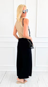 Cotton Candy Ease Wide Leg Pant - Black-170 Bottoms-Zenana-Coastal Bloom Boutique, find the trendiest versions of the popular styles and looks Located in Indialantic, FL