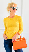 Hailey Knit Pullover Top - Yellow-140 Sweaters-Cielo-Coastal Bloom Boutique, find the trendiest versions of the popular styles and looks Located in Indialantic, FL
