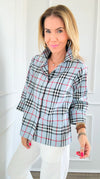 Plaid Print Button Up Blouse-130 Long Sleeve Tops-Gretchen Scott-Coastal Bloom Boutique, find the trendiest versions of the popular styles and looks Located in Indialantic, FL