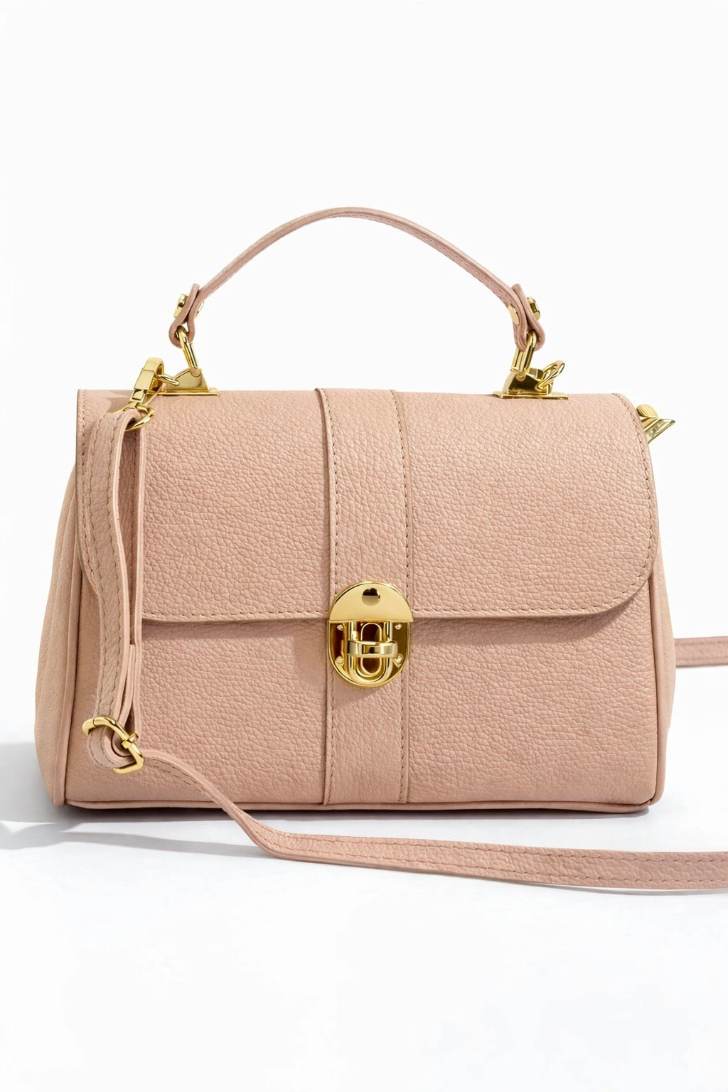 Italian Genuine La Contessa Top-Handle Bag - Blush