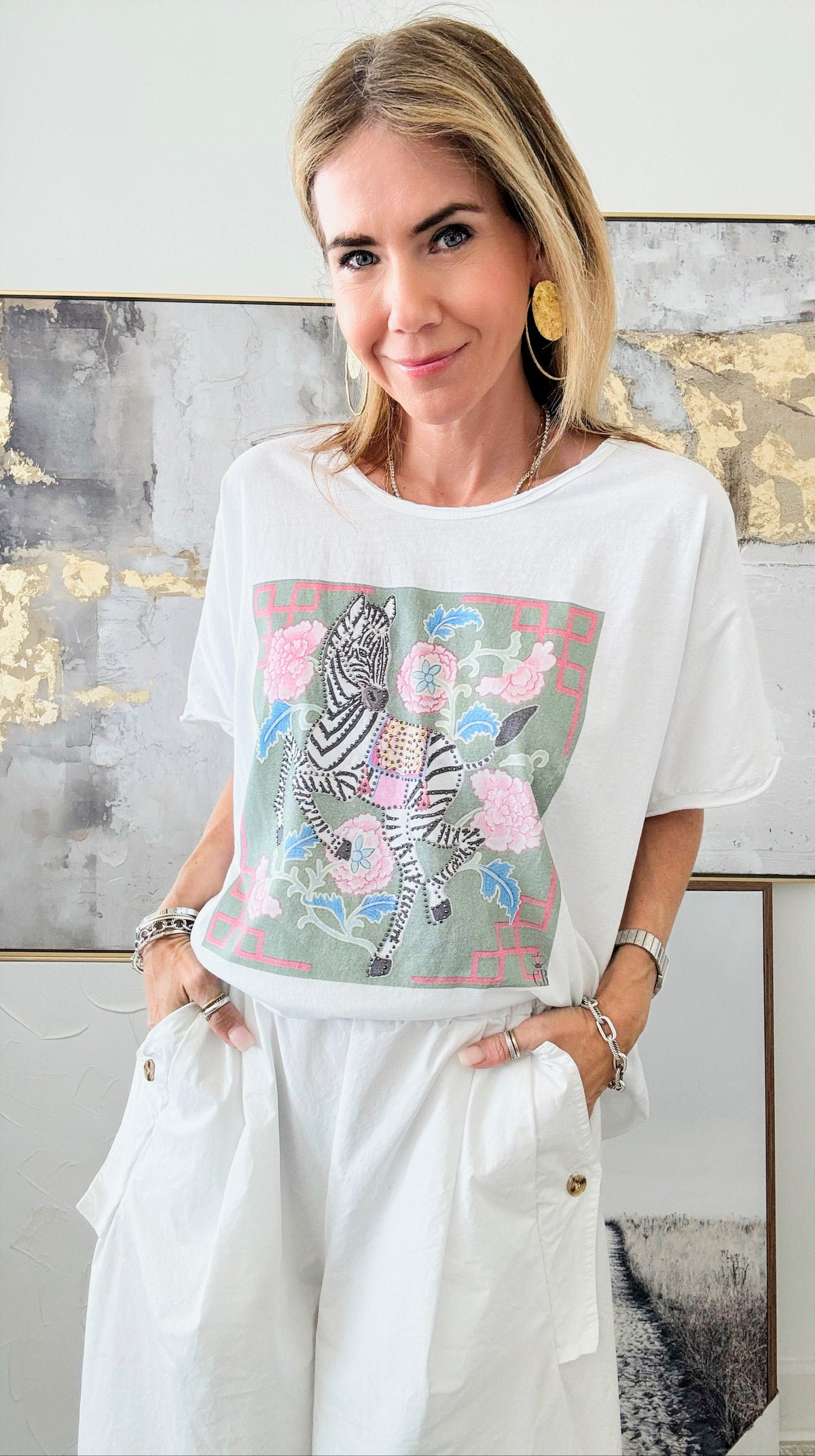 She's So Wild Italian CB Tee-110 Short Sleeve Tops-Italianissimo-Coastal Bloom Boutique, find the trendiest versions of the popular styles and looks Located in Indialantic, FL