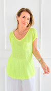 Pretty Back Lace Italian Top- Neon Yellow-110 Short Sleeve Tops-SEÑORITA C-Coastal Bloom Boutique, find the trendiest versions of the popular styles and looks Located in Indialantic, FL