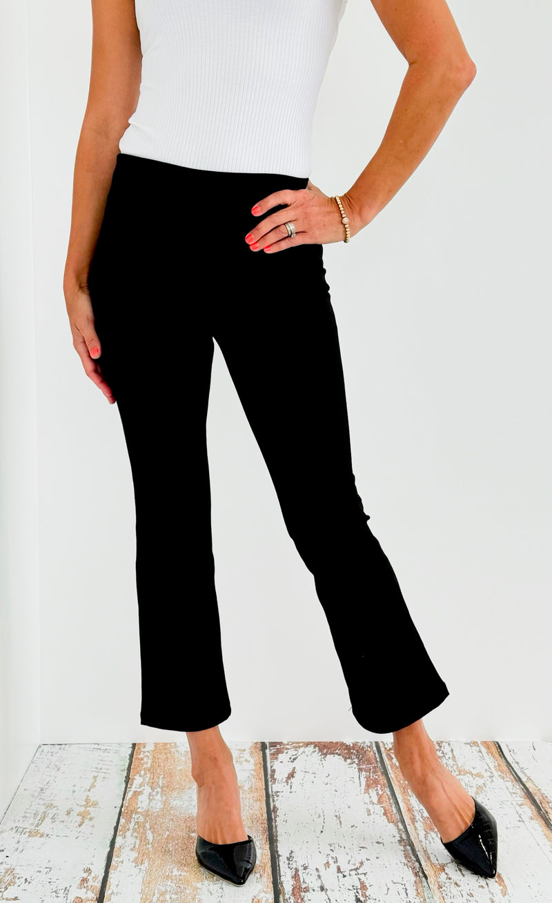 Cropped Capri Flair Pant - Black-170 Bottoms-Chatoyant-Coastal Bloom Boutique, find the trendiest versions of the popular styles and looks Located in Indialantic, FL