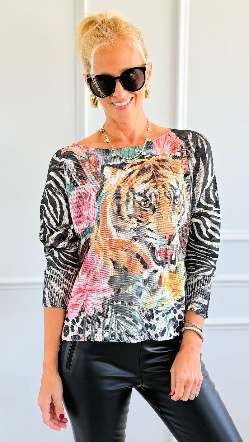 Roar In Bloom Italian St Tropez Sweater-140 Sweaters-SORPRESA-Coastal Bloom Boutique, find the trendiest versions of the popular styles and looks Located in Indialantic, FL
