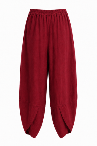 La Spezia Barrel Linen Italian Pant- Wine
