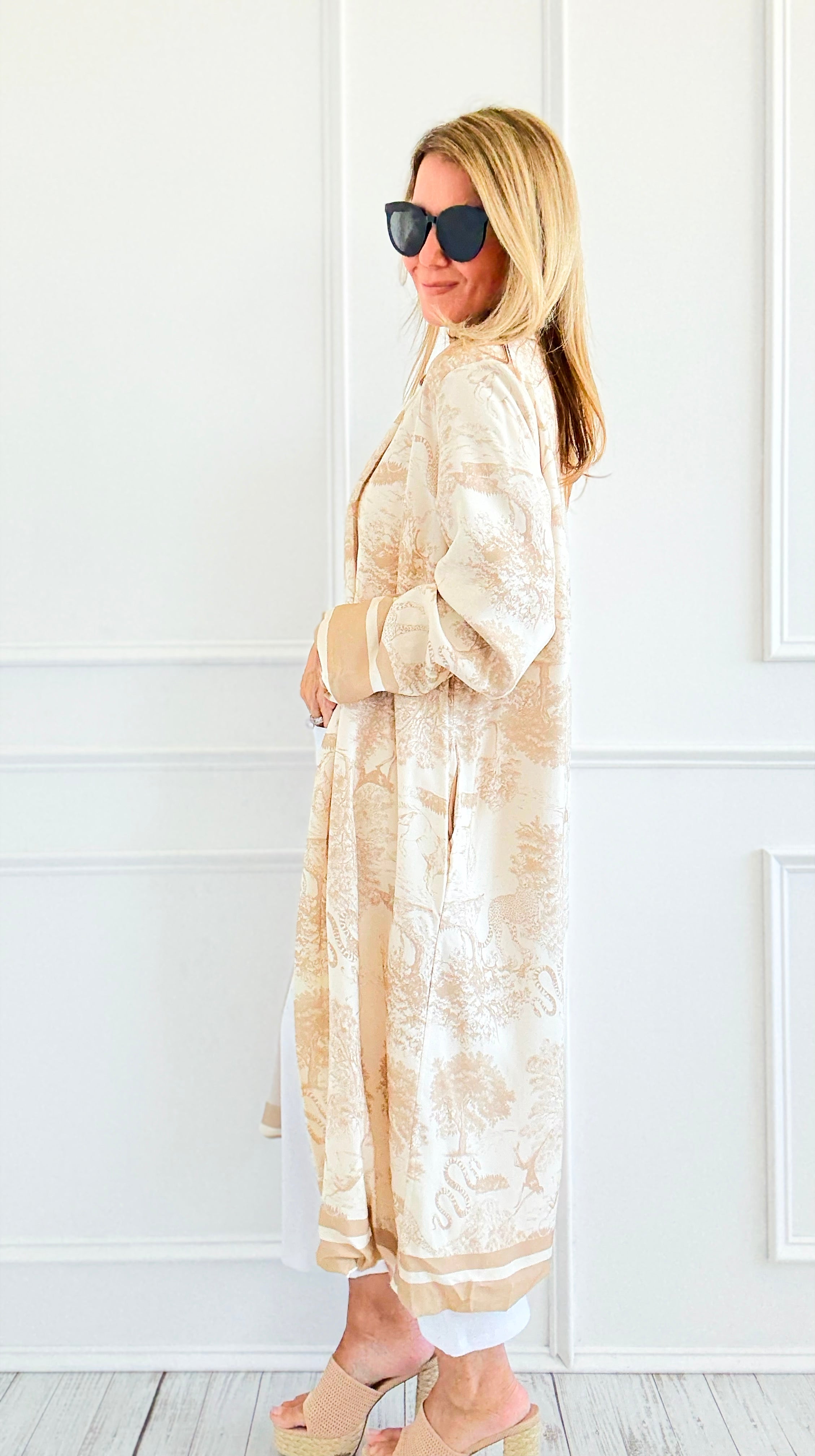 Adorable Italian Long Jacket- Beige-160 Jackets-K2-Coastal Bloom Boutique, find the trendiest versions of the popular styles and looks Located in Indialantic, FL