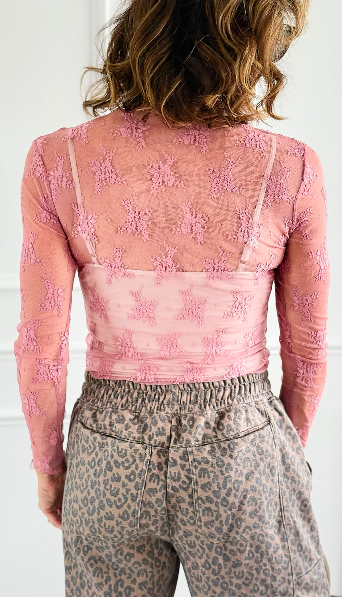 Lace Sheer Layering Top - Lt Rose-130 Long Sleeve Tops-Zenana-Coastal Bloom Boutique, find the trendiest versions of the popular styles and looks Located in Indialantic, FL