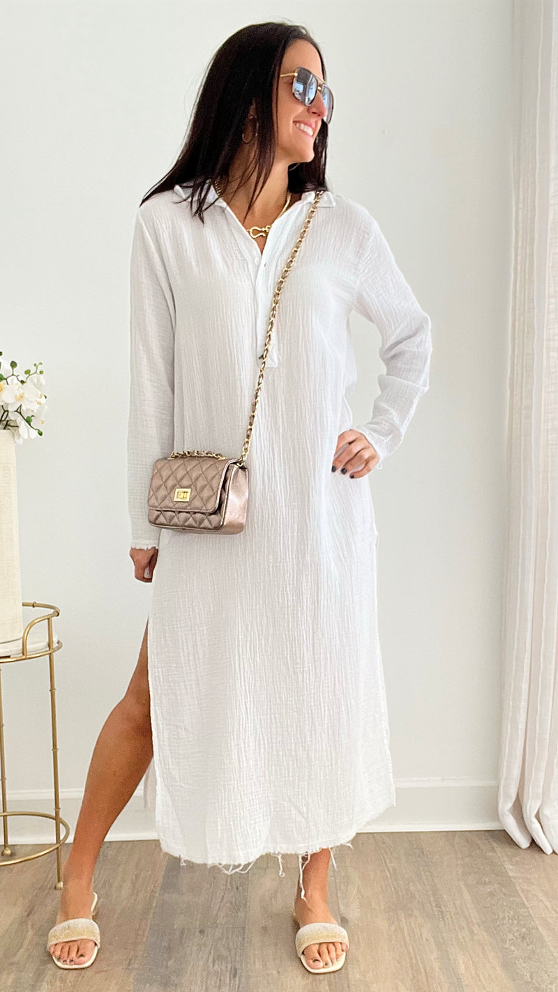 Italian Lightweight Vintage Tunic - White-200 dresses/jumpsuits/rompers-Venti6 Outlet-Coastal Bloom Boutique, find the trendiest versions of the popular styles and looks Located in Indialantic, FL