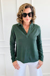 Eileen Cozy Lounge Collar Pullover Top - Deep Forest-110 Long Sleeve Tops-Mono B-Coastal Bloom Boutique, find the trendiest versions of the popular styles and looks Located in Indialantic, FL
