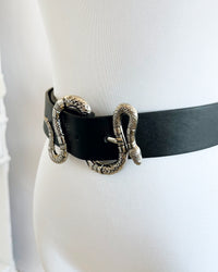 Slither Buckle Belt -Black Silver-260 Other Accessories-Bag Boutique-Coastal Bloom Boutique, find the trendiest versions of the popular styles and looks Located in Indialantic, FL