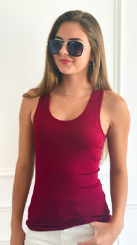 Ribbed Seamless Racerback Top - Burgundy-100 Sleeveless Tops-Love Poem-Coastal Bloom Boutique, find the trendiest versions of the popular styles and looks Located in Indialantic, FL