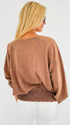 Dropped Dolman Sleeves Terry Top- Mocha-130 Long Sleeve Tops-oddi-Coastal Bloom Boutique, find the trendiest versions of the popular styles and looks Located in Indialantic, FL