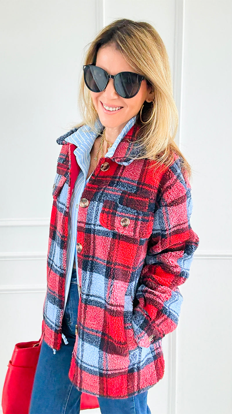 Northern Lights Plaid Shacket-160 Jackets-mystree-Coastal Bloom Boutique, find the trendiest versions of the popular styles and looks Located in Indialantic, FL