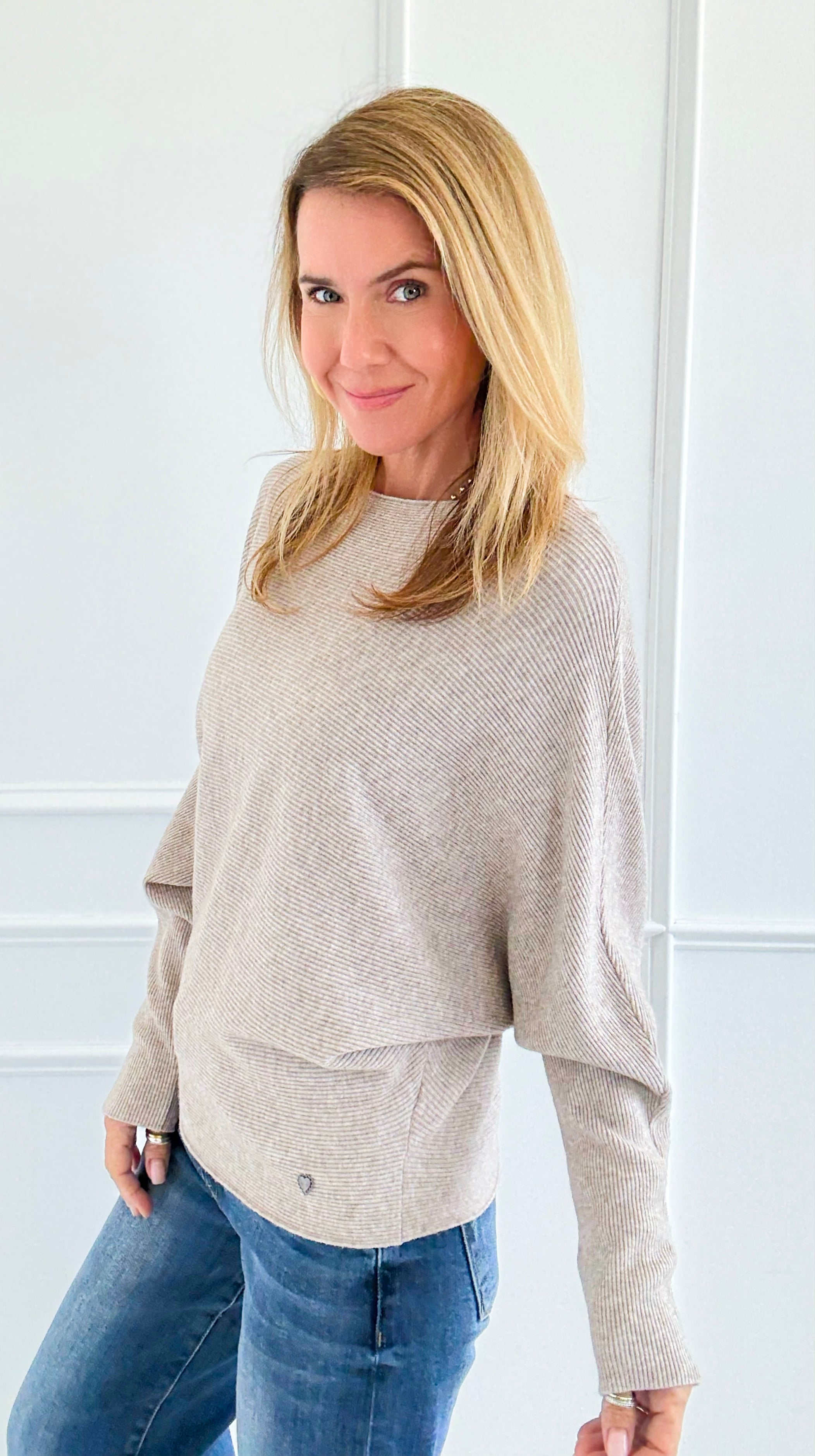 Ribbed Italian Pullover- Mocha-140 Sweaters-Italianissimo-Coastal Bloom Boutique, find the trendiest versions of the popular styles and looks Located in Indialantic, FL