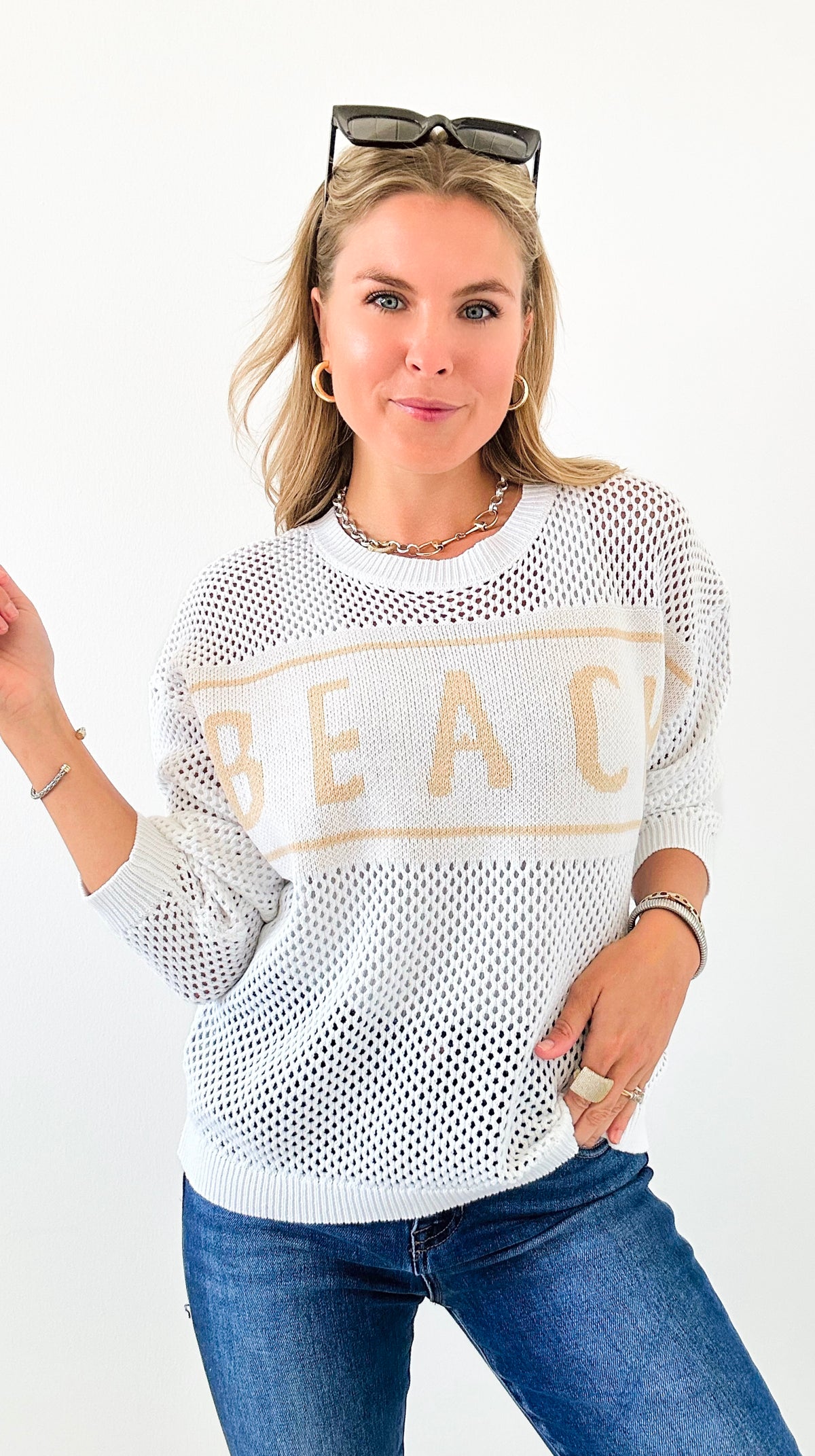 Sea Breeze Mesh Knit Sweater-140 Sweaters-ABLE-Coastal Bloom Boutique, find the trendiest versions of the popular styles and looks Located in Indialantic, FL