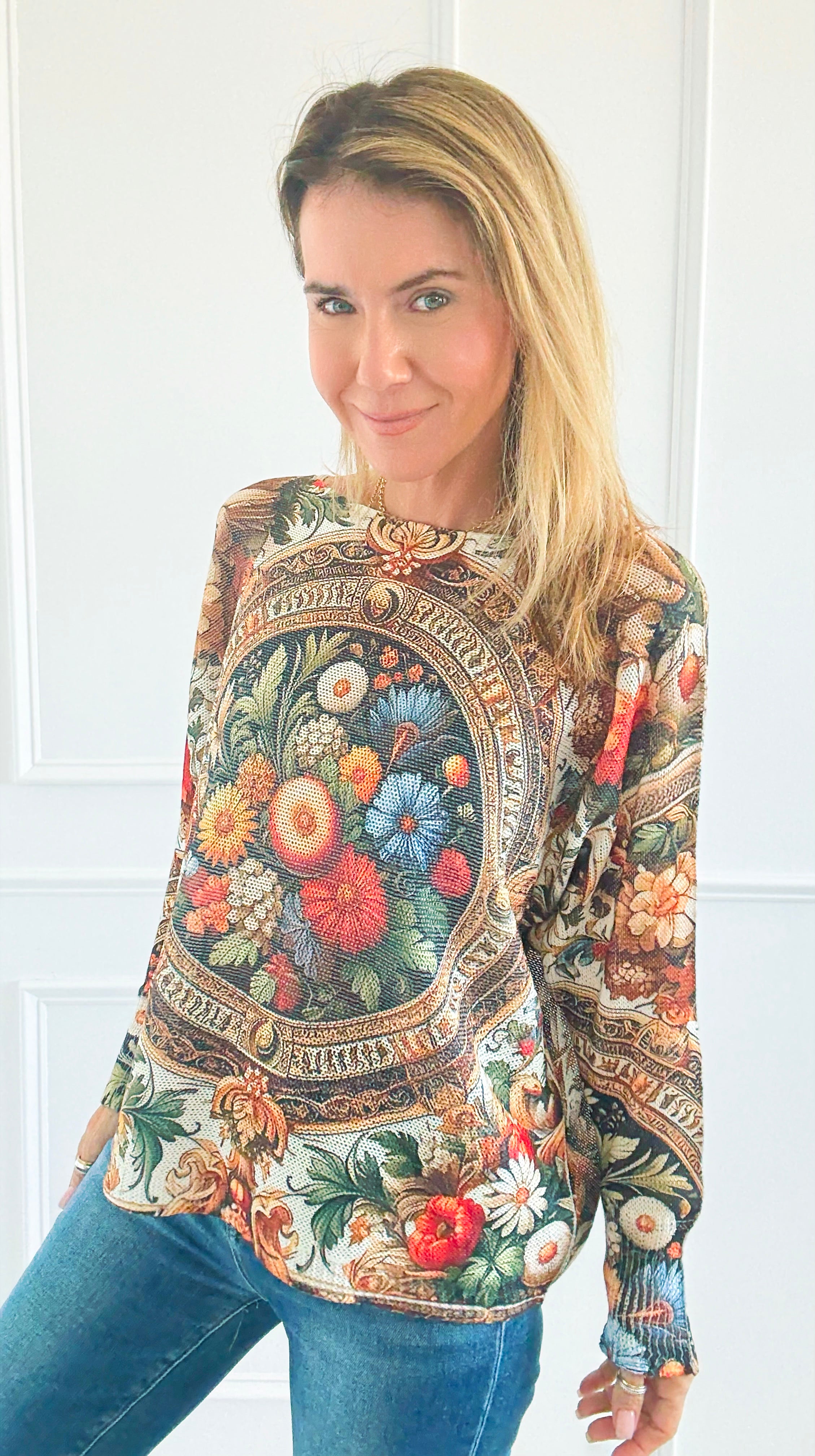 Palace Garden Italian St Tropez Sweater-140 Sweaters-Italianissimo/SORPRESA-Coastal Bloom Boutique, find the trendiest versions of the popular styles and looks Located in Indialantic, FL