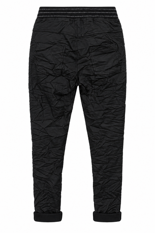Metallic Stretch Waist Italian Jogger- Black
