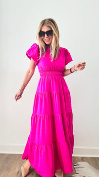 Valley Ruffle Maxi Dress - Fuchsia-200 Dresses/Jumpsuits/Rompers-entro-Coastal Bloom Boutique, find the trendiest versions of the popular styles and looks Located in Indialantic, FL