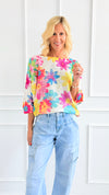 Bold Blossom St Tropez Italian Knit Sweater-140 Sweaters-FAITH/ SORPRESA-Coastal Bloom Boutique, find the trendiest versions of the popular styles and looks Located in Indialantic, FL