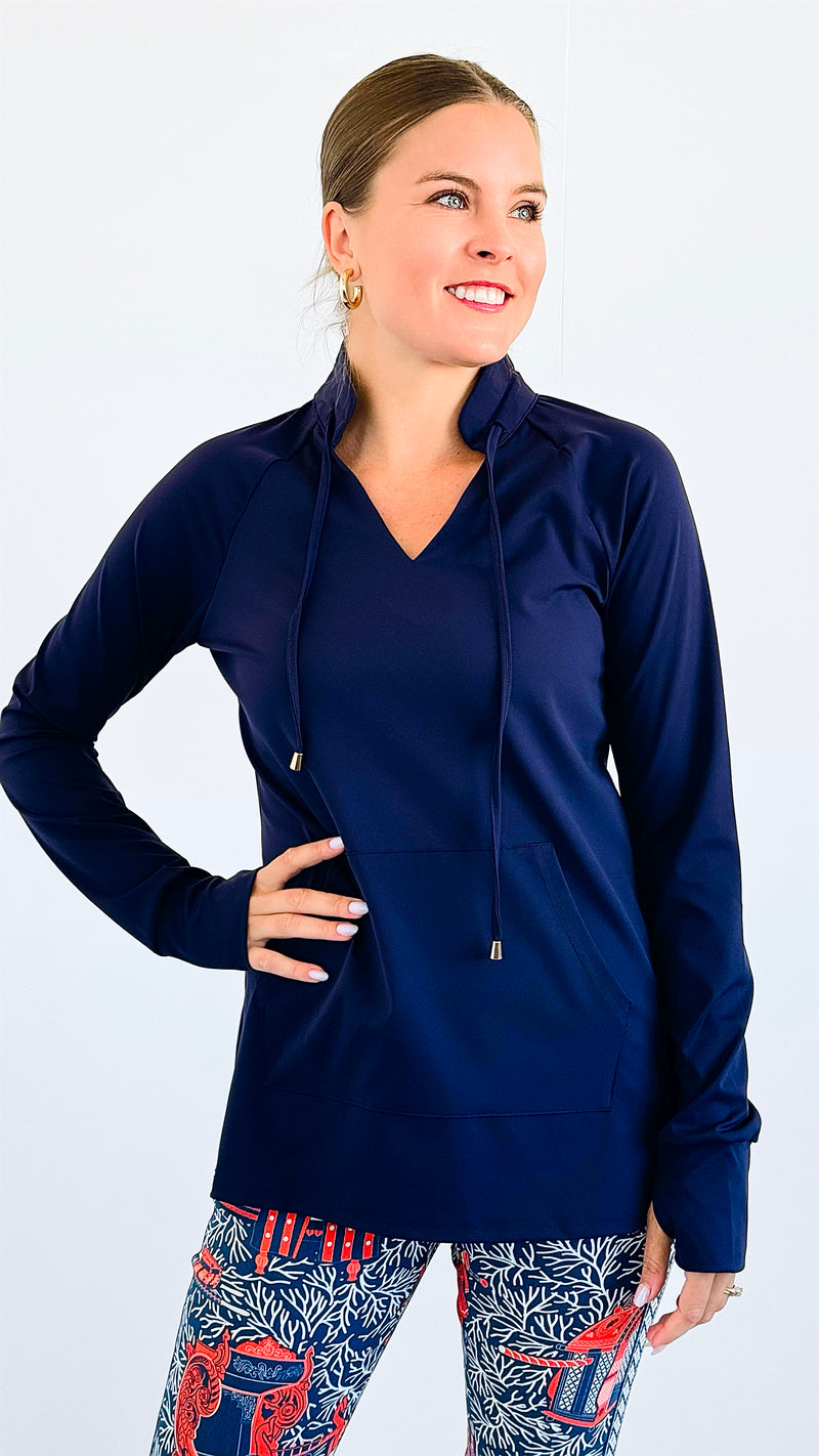 Preppy Pocket Pullover - Navy-130 Long Sleeve Tops-ARYEH-Coastal Bloom Boutique, find the trendiest versions of the popular styles and looks Located in Indialantic, FL