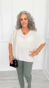 Relaxed Ease V-Neck Italian Top- Off White-110 short Sleeve Top-PROFITER-Coastal Bloom Boutique, find the trendiest versions of the popular styles and looks Located in Indialantic, FL