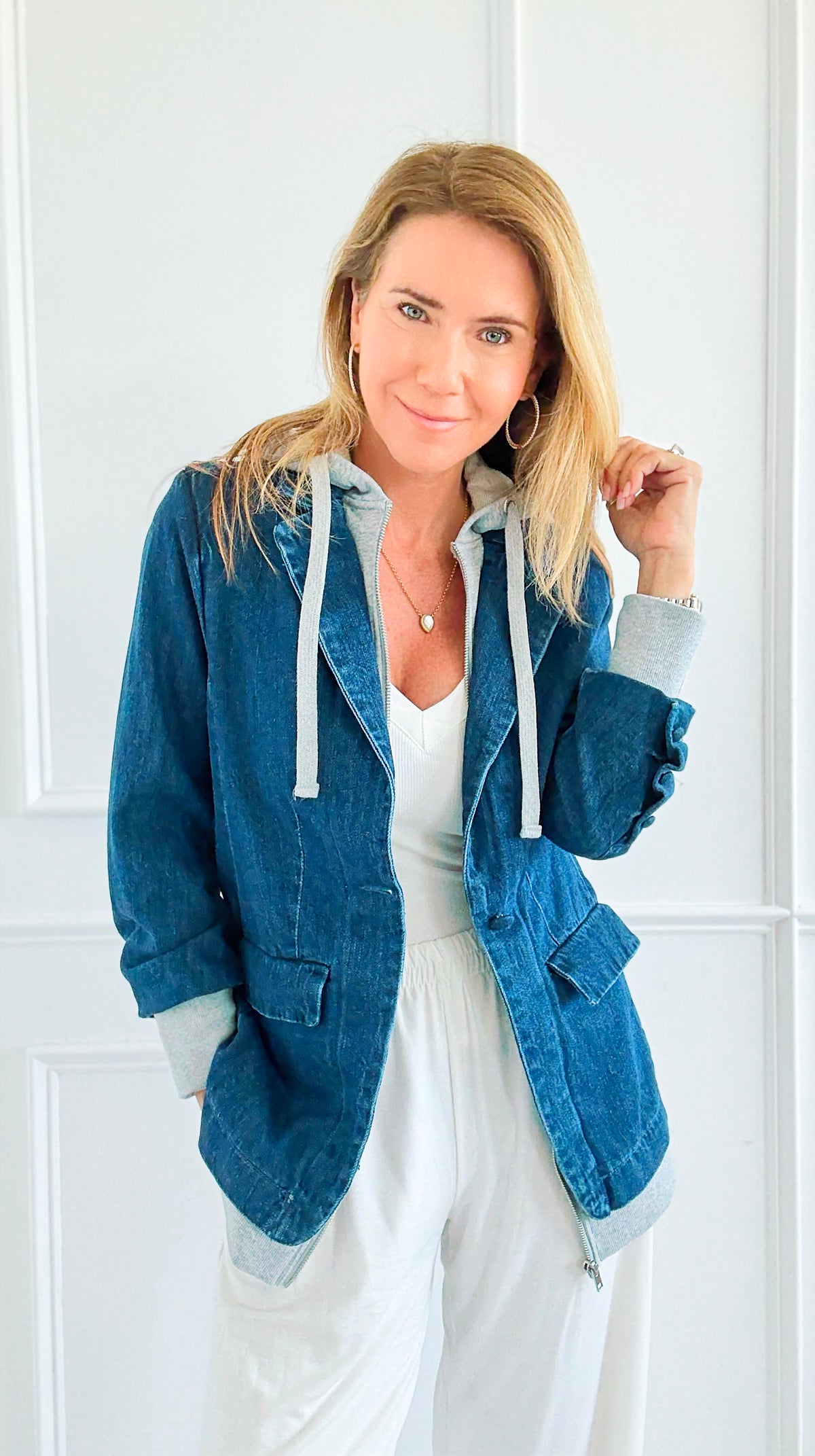 Layered Agenda Hooded Jacket - Dark-160 Jackets-RISEN JEANS-Coastal Bloom Boutique, find the trendiest versions of the popular styles and looks Located in Indialantic, FL