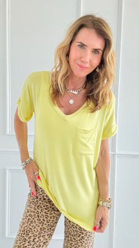 Sunny Days V-Neck Pocket Tee-110 short Sleeve Top-sew in love-Coastal Bloom Boutique, find the trendiest versions of the popular styles and looks Located in Indialantic, FL