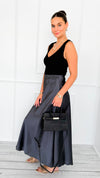 Isabella Italian Skirt- Charcoal-170 Bottoms-SEE YOU IN ROME-Coastal Bloom Boutique, find the trendiest versions of the popular styles and looks Located in Indialantic, FL